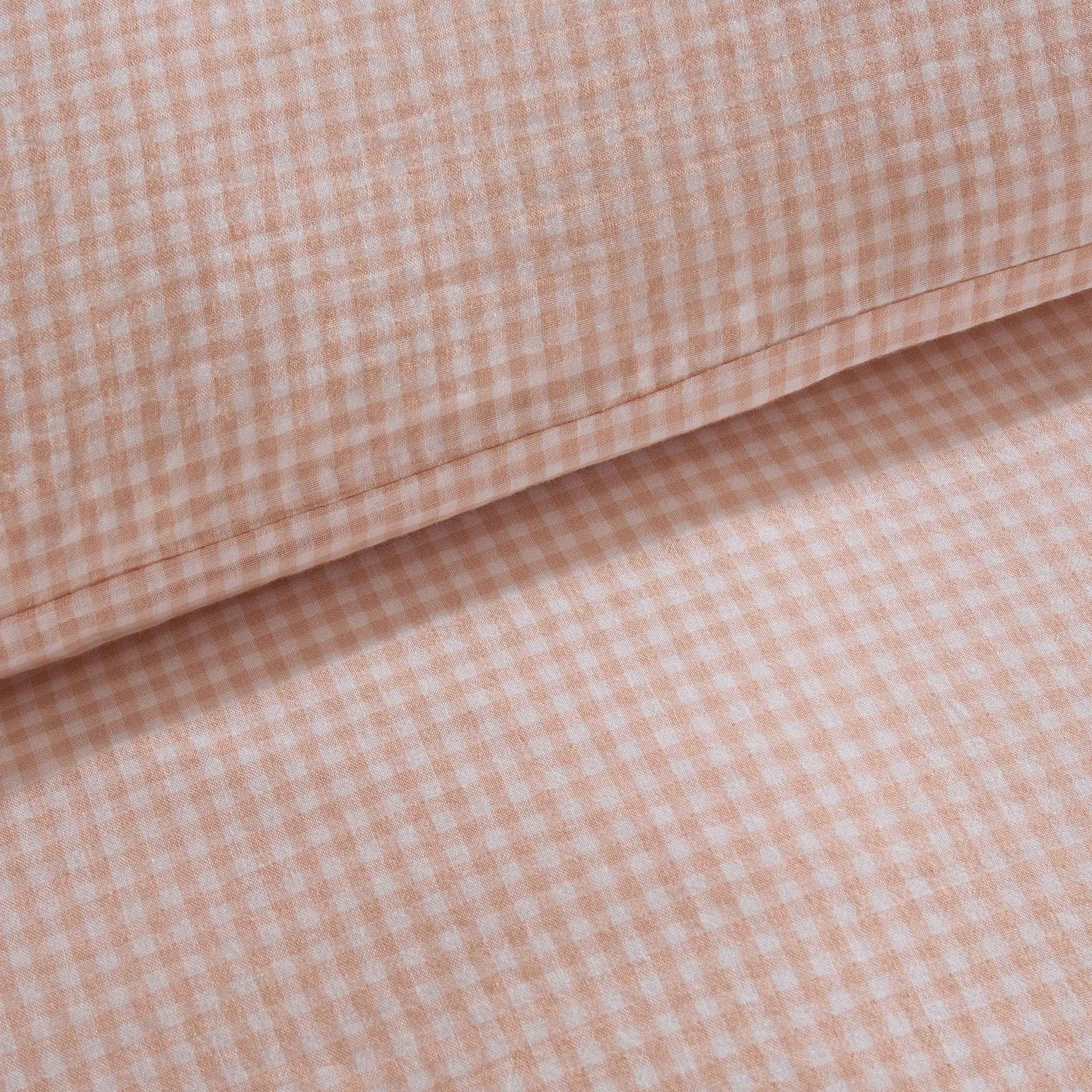Faro Muslin Gingham Duvet Cover & Pillowcase Set - Blush Pink - DUSK