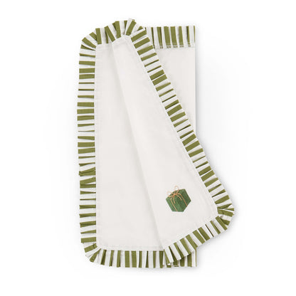 Farron Frill Edge Christmas Set of 4 Napkins - Green - DUSK