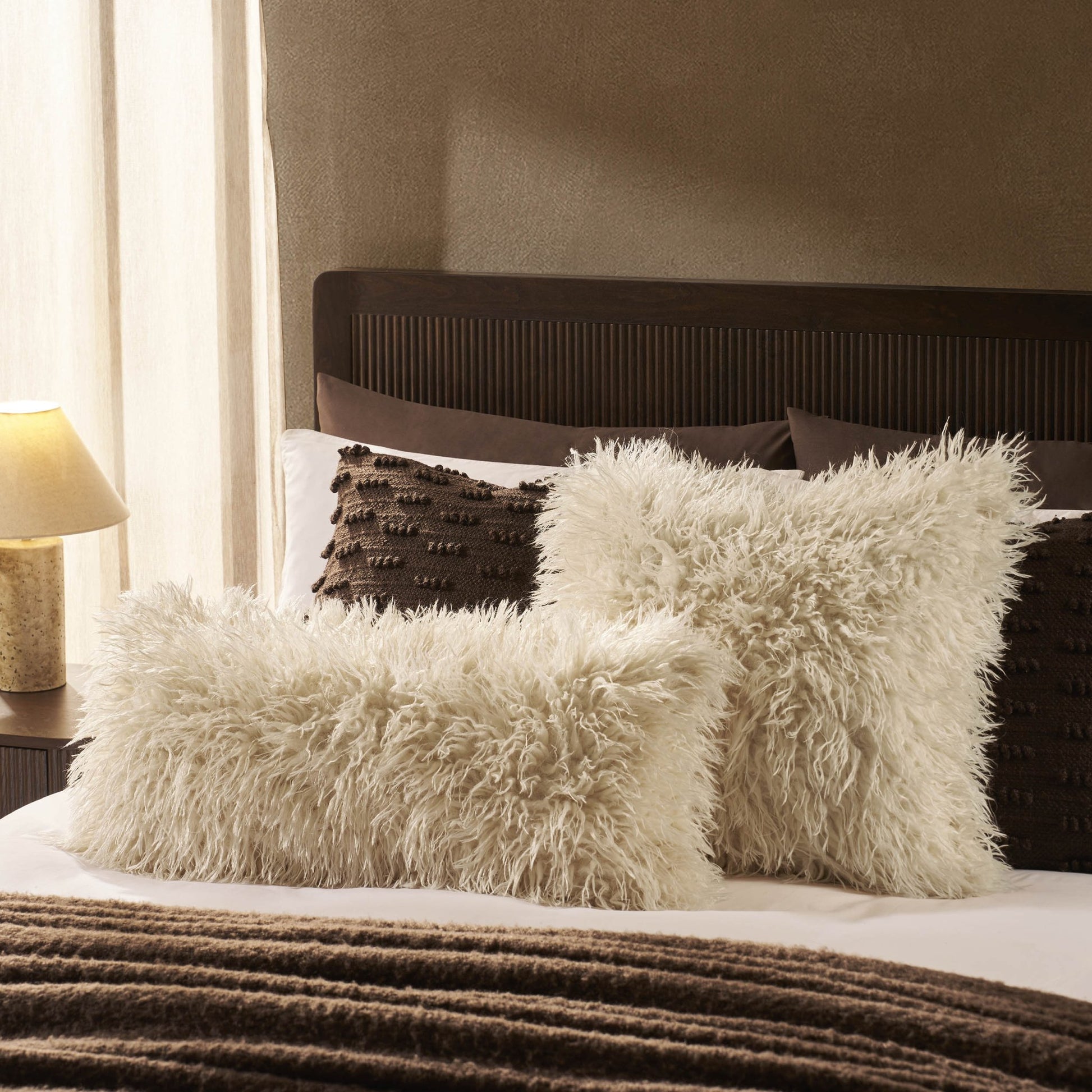 Faux Fur Sheepskin Cushion Cover - Off White - DUSK