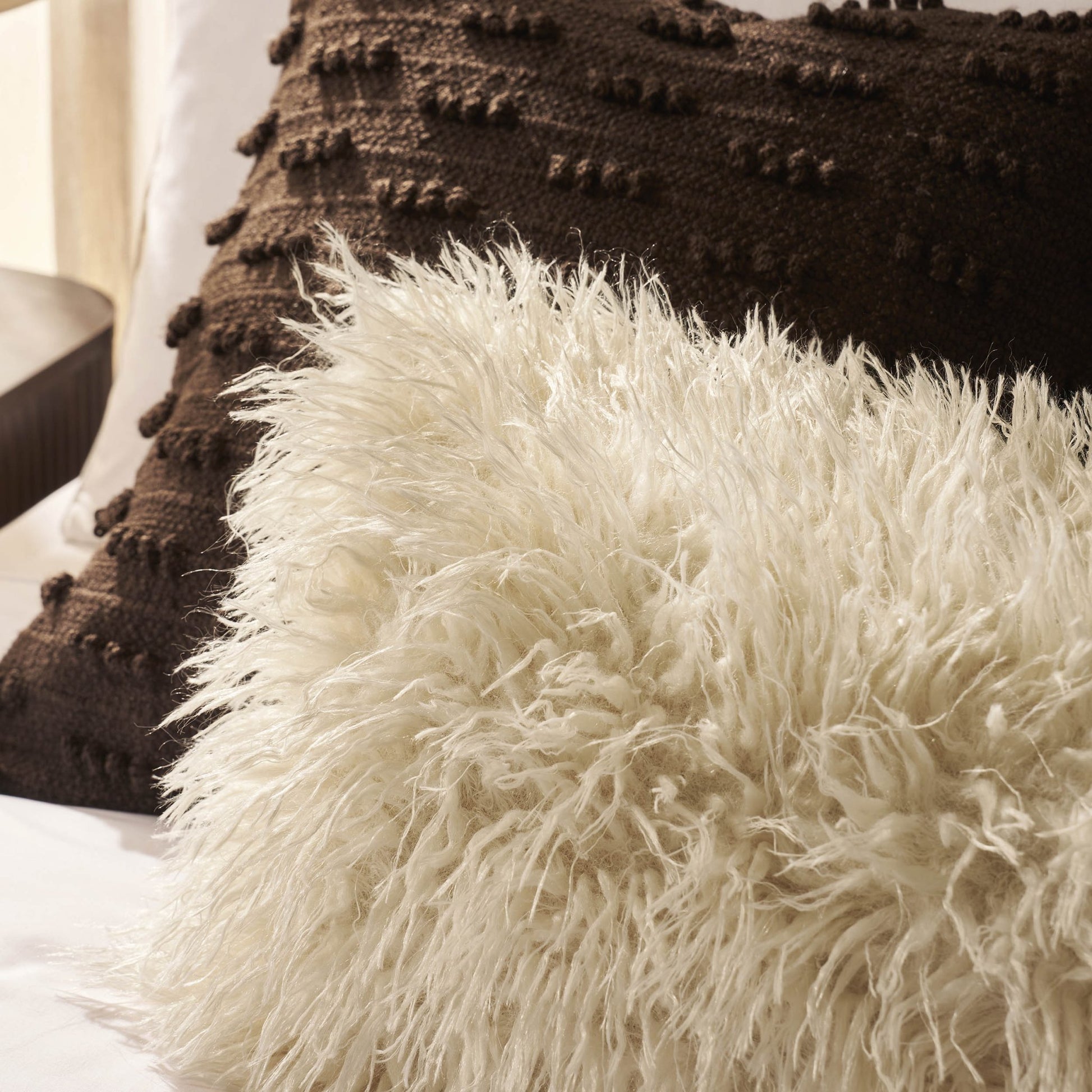 Faux Fur Sheepskin Cushion Cover - Off White - DUSK