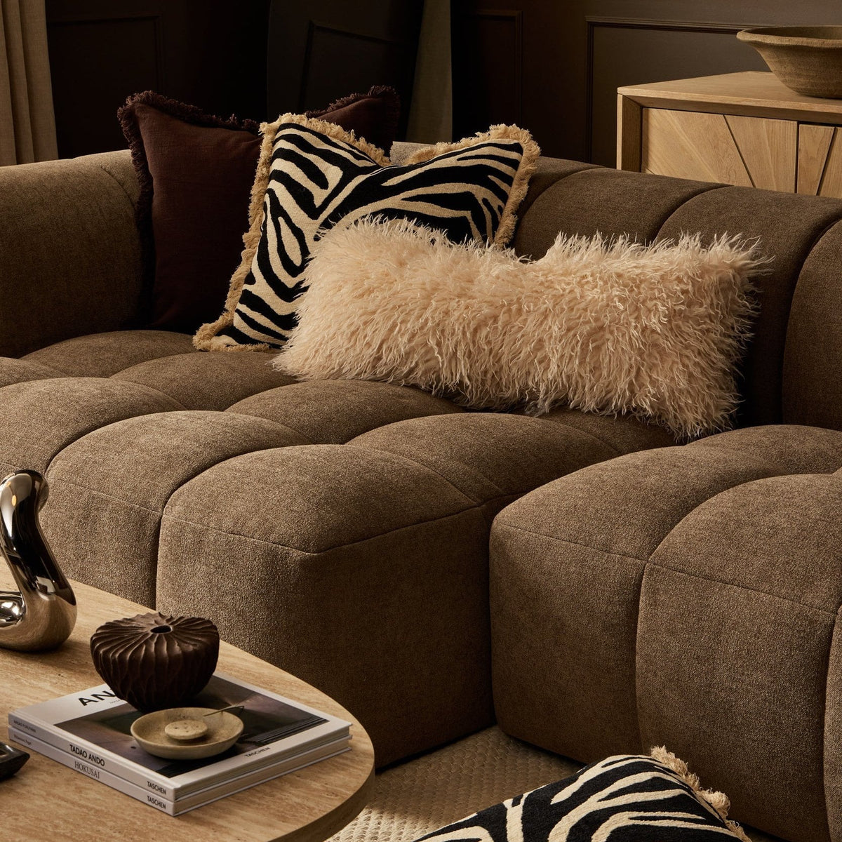 Faux Fur Sheepskin Sofa Cushion Cover - Off White - DUSK