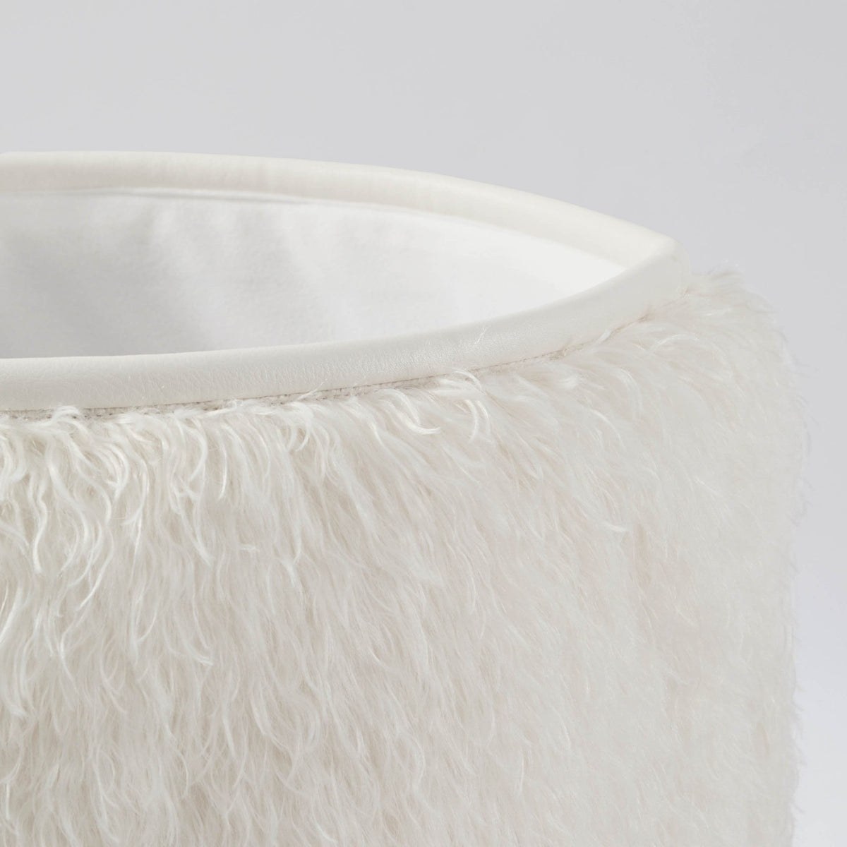 Faux Fur Sheepskin Storage Basket - Off-White - DUSK