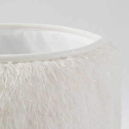 Faux Fur Sheepskin Storage Basket - Off-White - DUSK