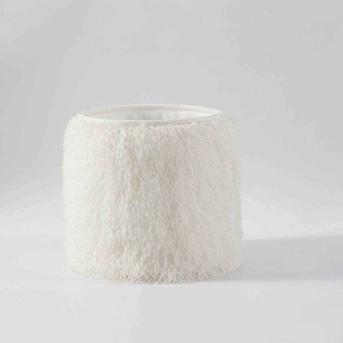 Faux Fur Sheepskin Storage Basket - Off-White - DUSK