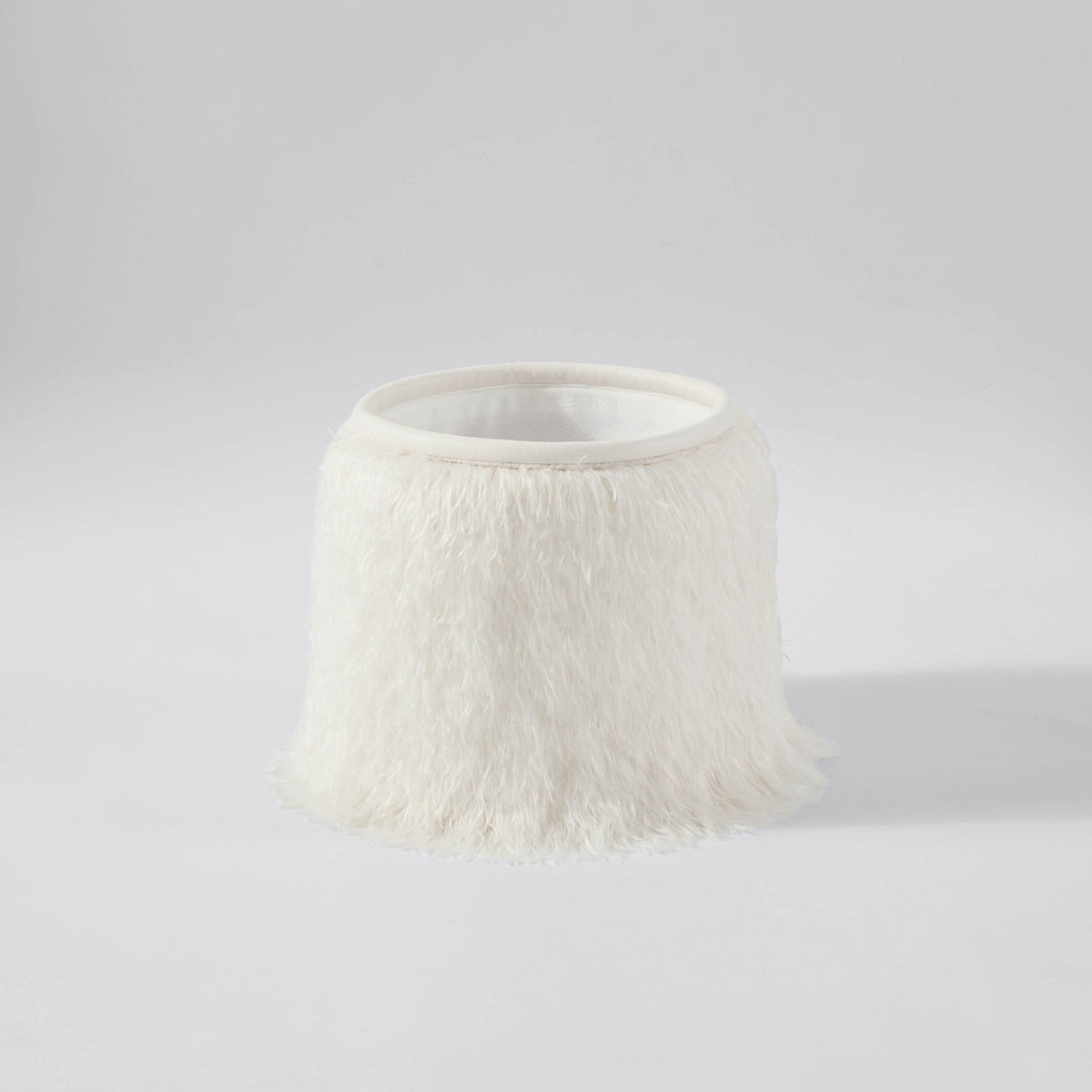 Faux Fur Sheepskin Storage Basket - Off-White - DUSK