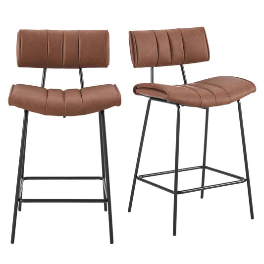 Fearne Set of 2 Barstools - Faux Leather - DUSK
