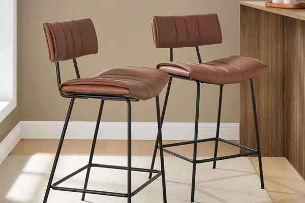 Fearne Set of 2 Barstools - Faux Leather - DUSK