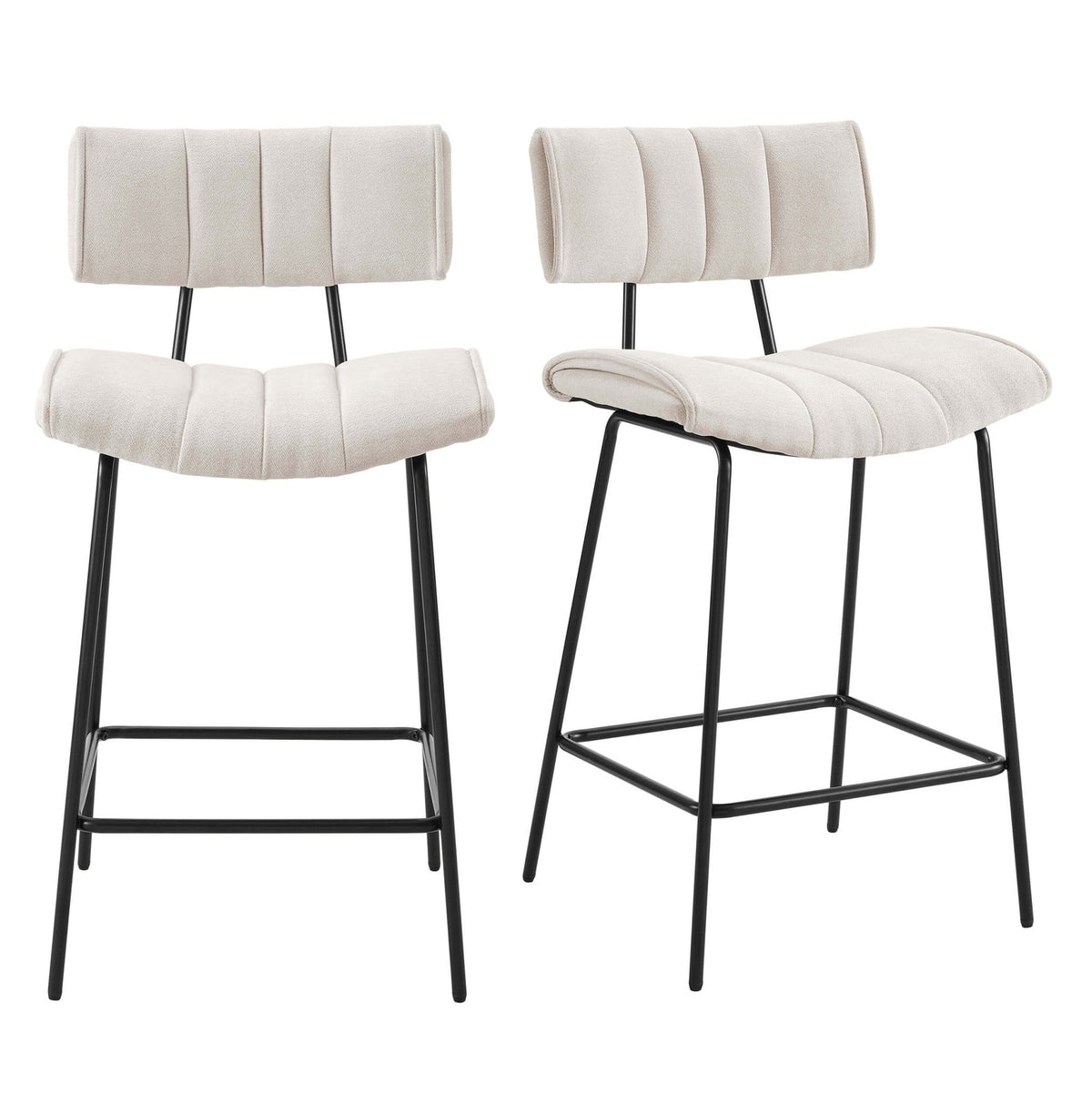 Fearne Set of 2 Barstools - Ivory Chenille - DUSK