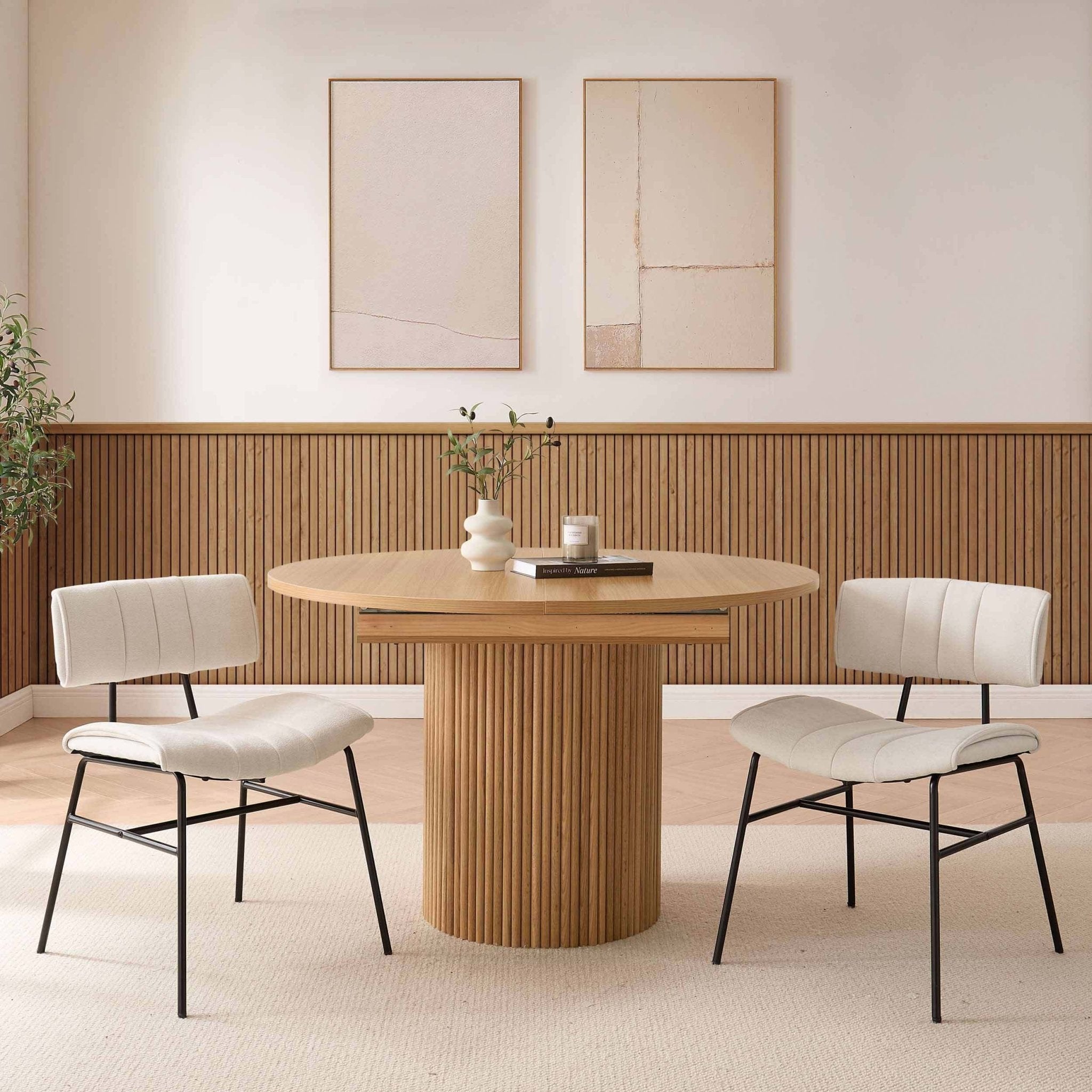 Fearne Set of 2 Dining Chairs - Ivory Chenille - DUSK