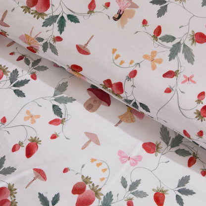 Felicity 100% Cotton Fairy Forest Print Duvet Cover Set - Red - DUSK