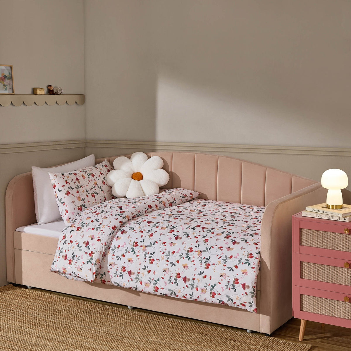 Felicity 100% Cotton Fairy Forest Print Duvet Cover Set - Red - DUSK