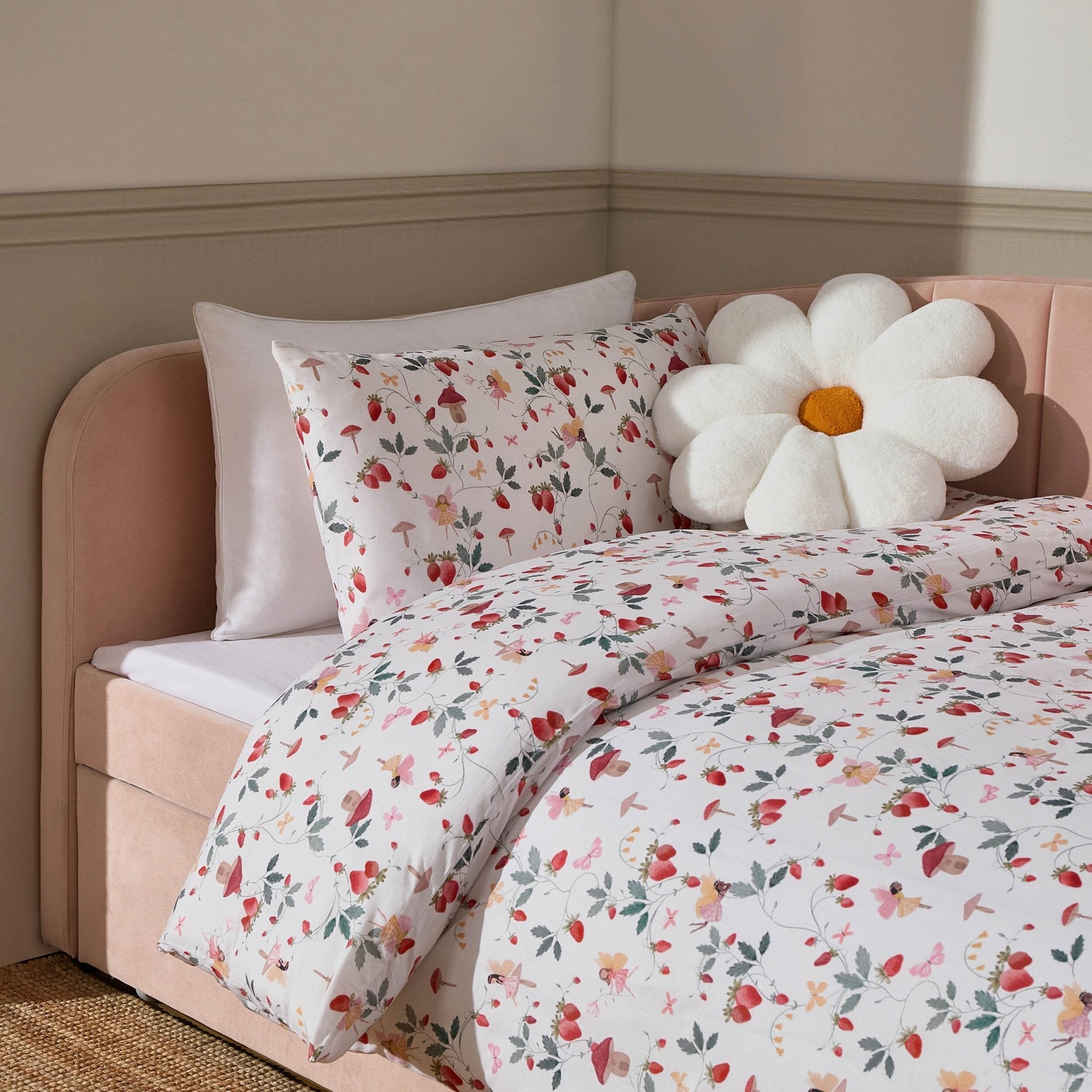 Felicity 100% Cotton Fairy Forest Print Duvet Cover Set - Red - DUSK