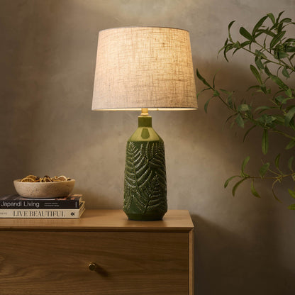Fern Ceramic Textured Table Lamp - Green - DUSK