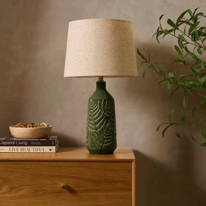 Fern Ceramic Textured Table Lamp - Green - DUSK