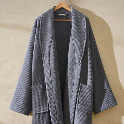 Fiji Waffle Cotton Robe - Charcoal - DUSK