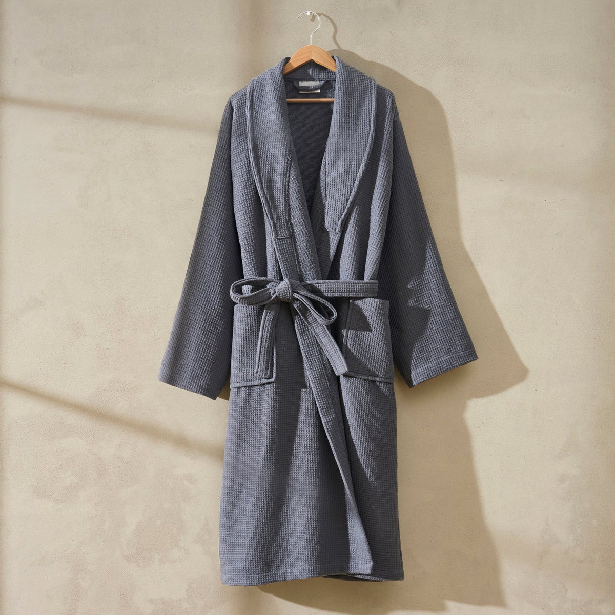 Fiji Waffle Cotton Robe - Charcoal - DUSK