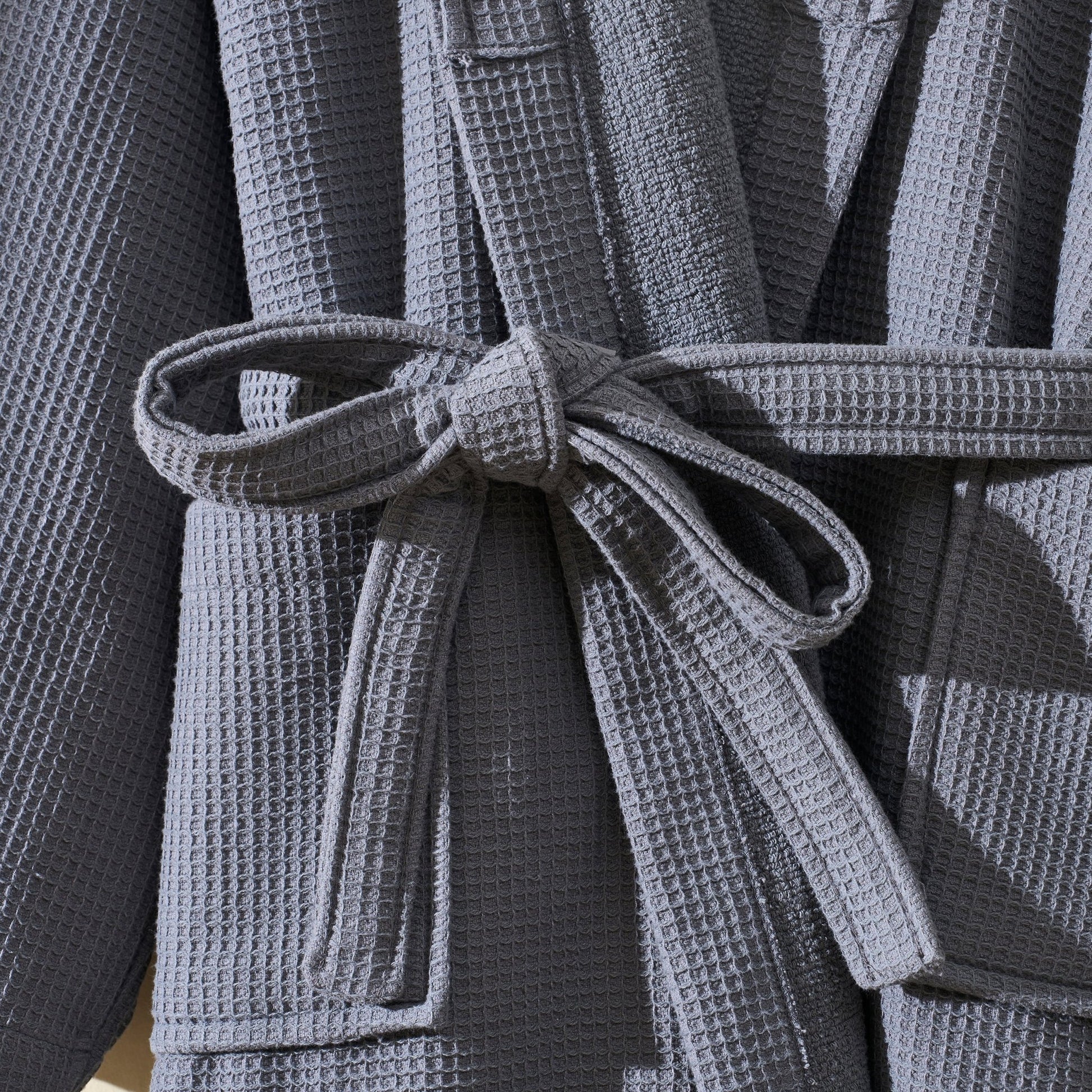 Fiji Waffle Cotton Robe - Charcoal - DUSK