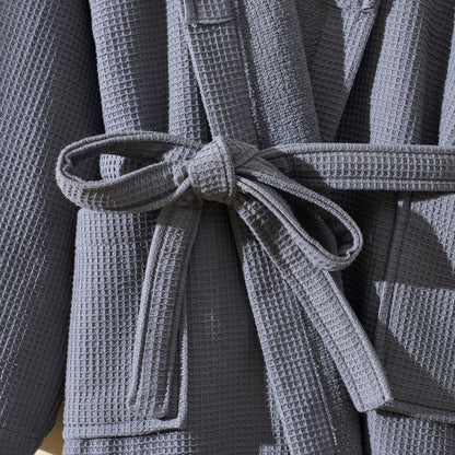 Fiji Waffle Cotton Robe - Charcoal - DUSK