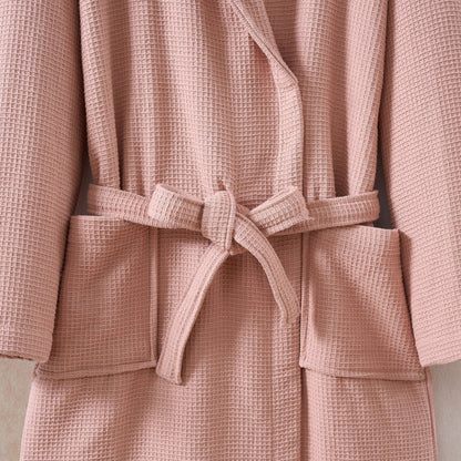 Fiji Waffle Cotton Robe - Pink - DUSK