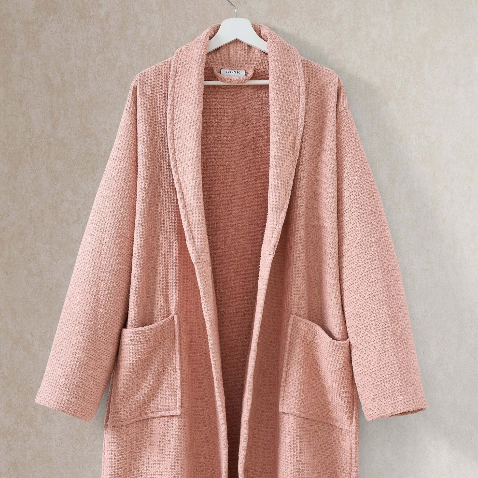 Fiji Waffle Cotton Robe - Pink - DUSK
