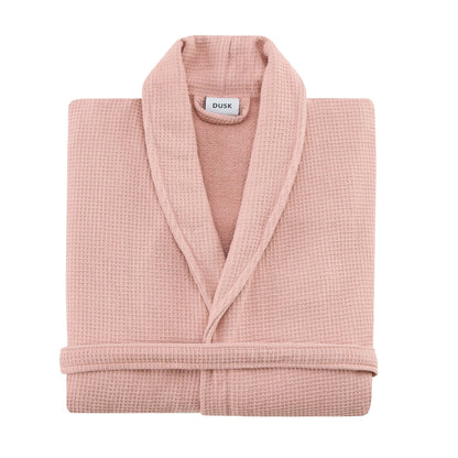 Fiji Waffle Cotton Robe - Pink - DUSK