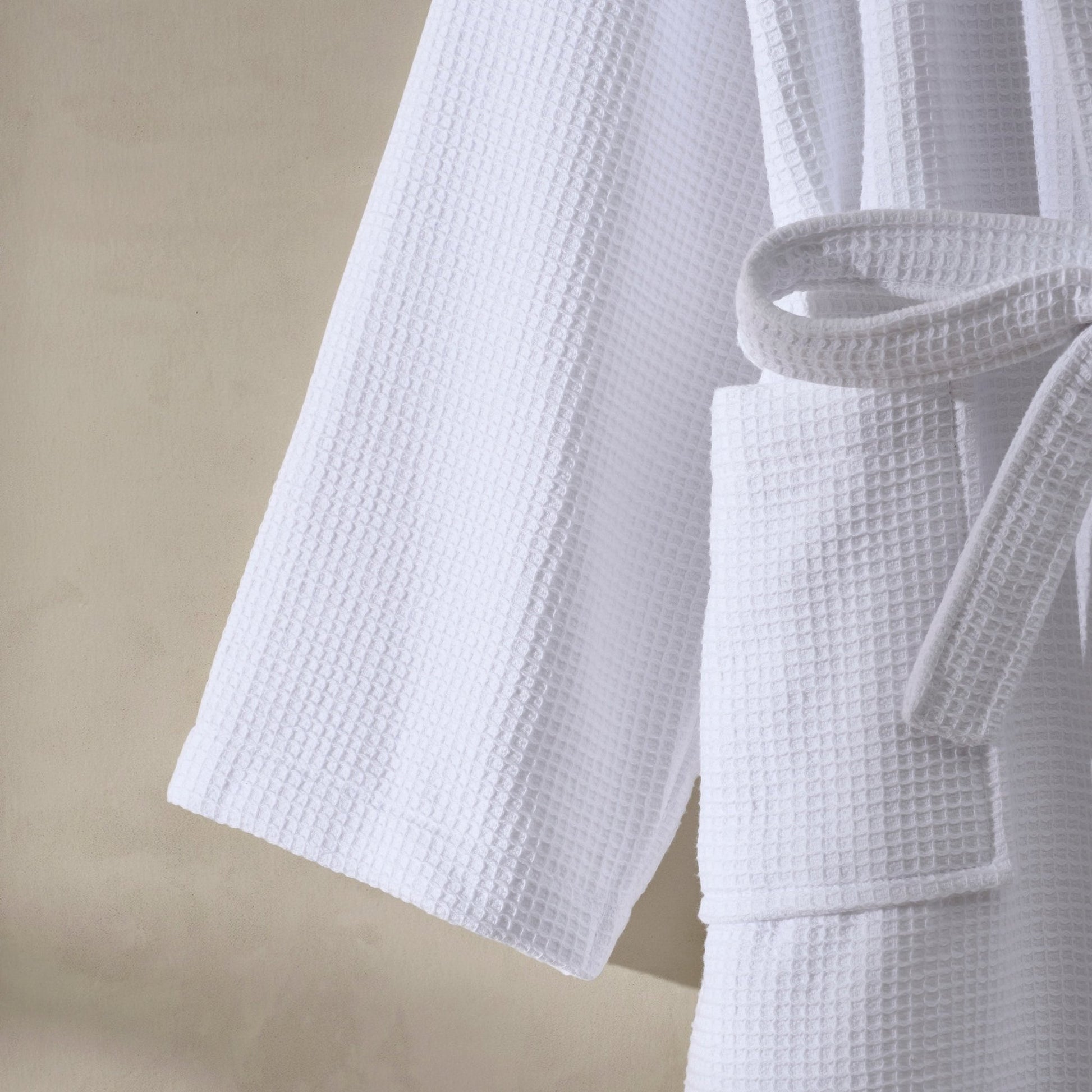 Fiji Waffle Cotton Robe - White - DUSK