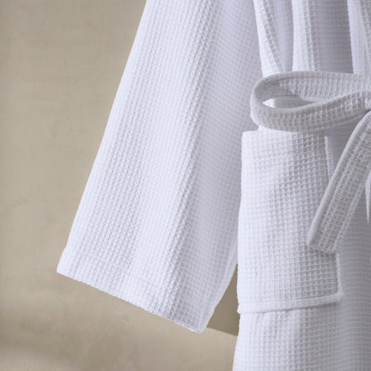 Fiji Waffle Cotton Robe - White - DUSK