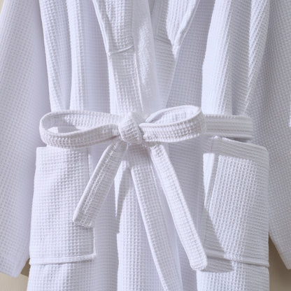 Fiji Waffle Cotton Robe - White - DUSK