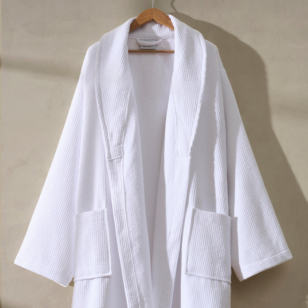 Fiji Waffle Cotton Robe - White - DUSK