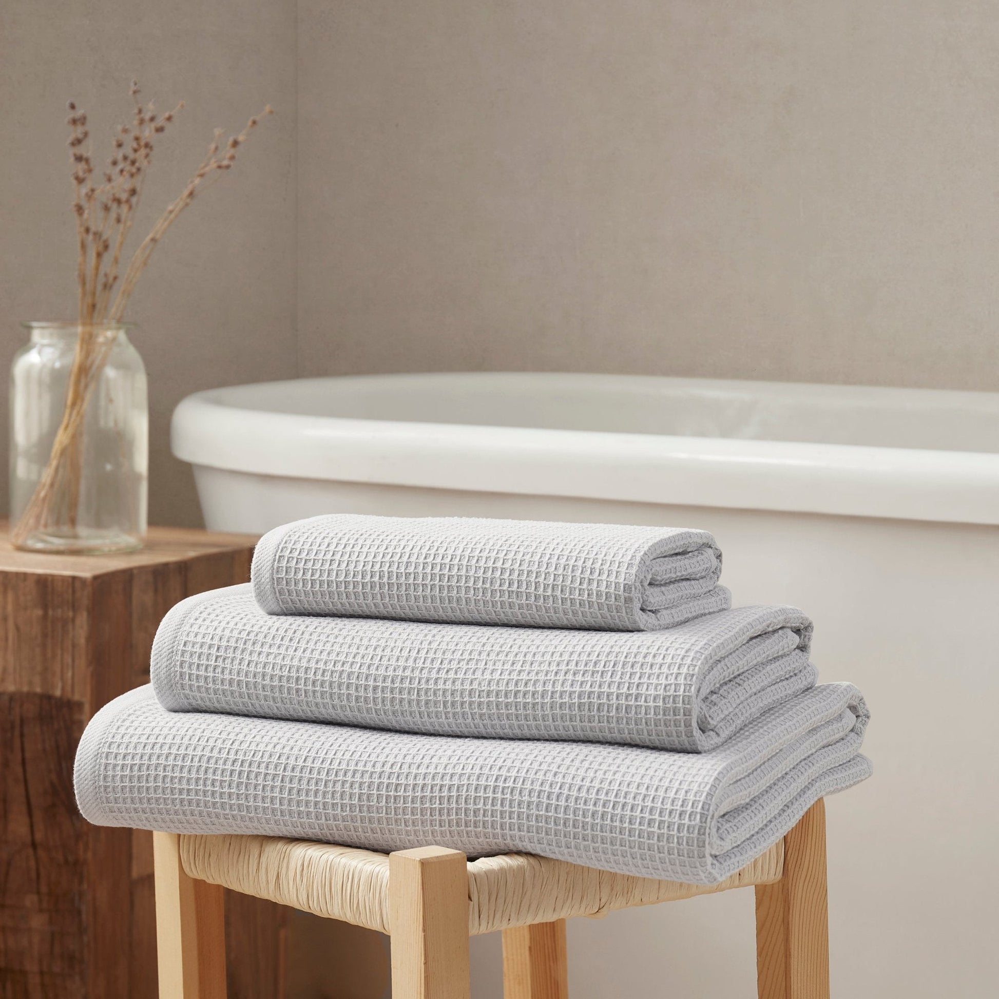 Fiji Waffle Towel Collection - Light Grey - DUSK