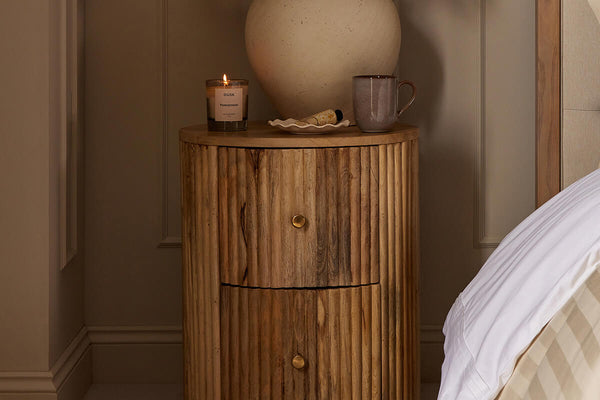 Finley Mango Wood 2 Drawer Bedside Table - Natural - DUSK