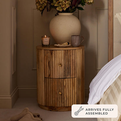 Finley Mango Wood 2 Drawer Bedside Table - Natural - DUSK