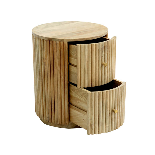 Finley Mango Wood 2 Drawer Bedside Table - Natural - DUSK