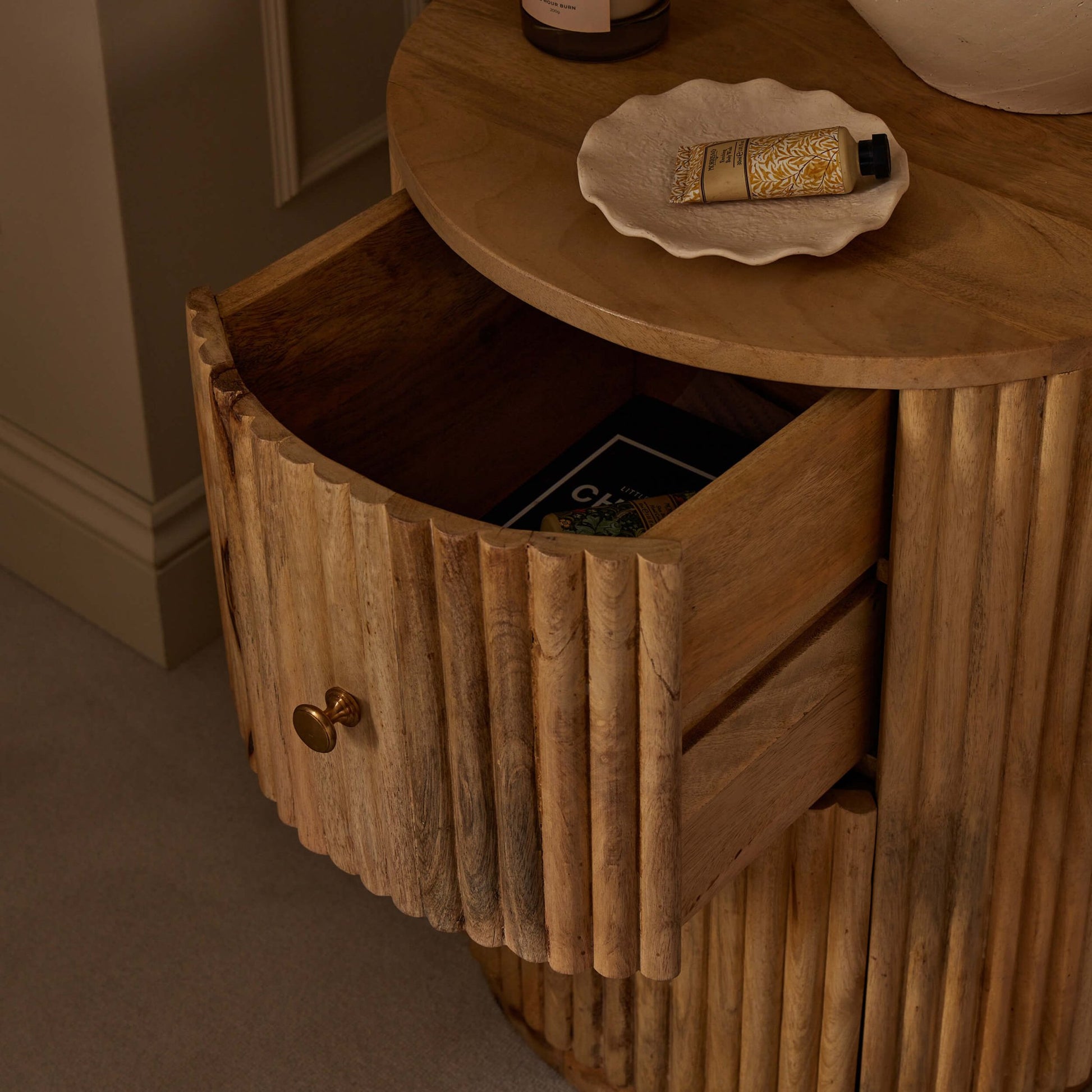 Finley Mango Wood 2 Drawer Bedside Table - Natural - DUSK