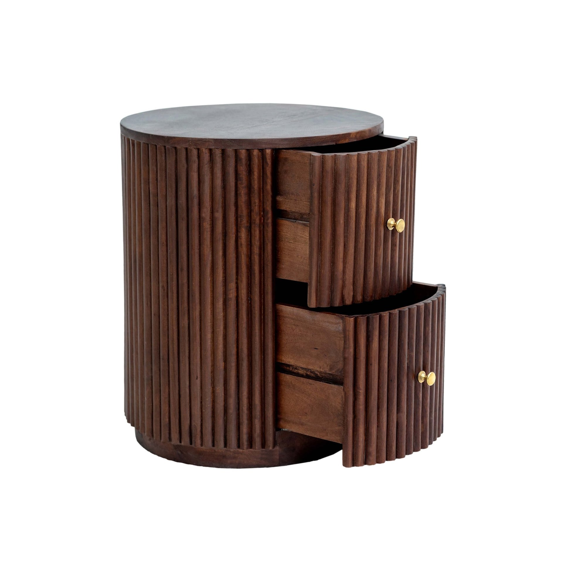 Finley Mango Wood 2 Drawer Bedside Table - Walnut - DUSK