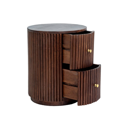 Finley Mango Wood 2 Drawer Bedside Table - Walnut - DUSK