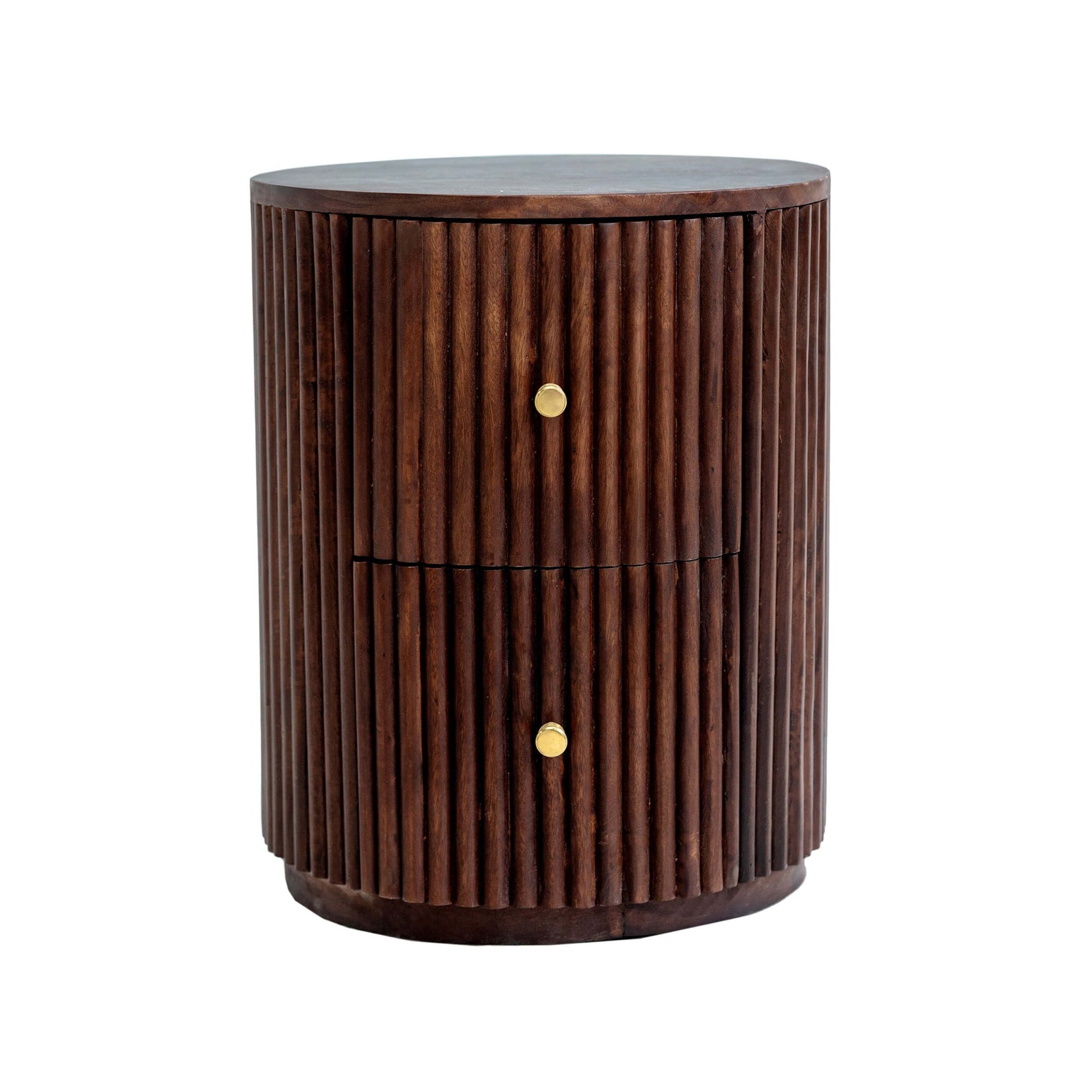 Finley Mango Wood 2 Drawer Bedside Table - Walnut - DUSK