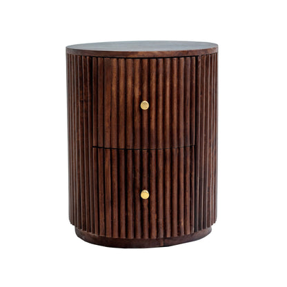 Finley Mango Wood 2 Drawer Bedside Table - Walnut - DUSK