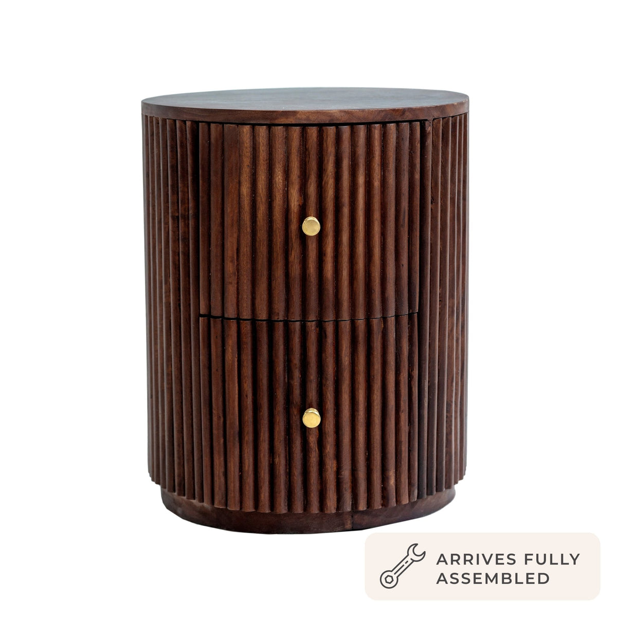 Finley Mango Wood 2 Drawer Bedside Table - Walnut - DUSK