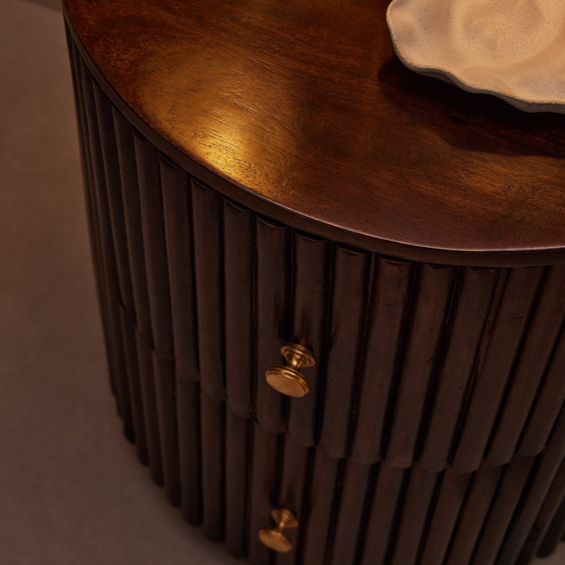 Finley Mango Wood 2 Drawer Bedside Table - Walnut - DUSK