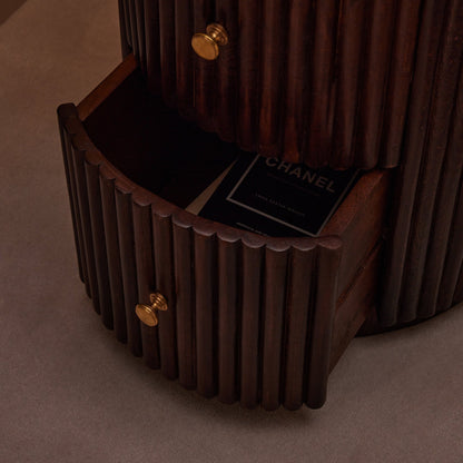 Finley Mango Wood 2 Drawer Bedside Table - Walnut - DUSK