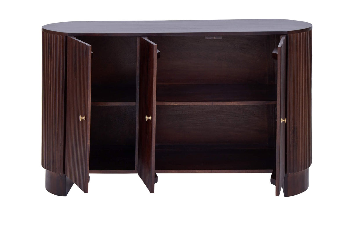 Finley Mango Wood 3 Door Sideboard - Walnut - DUSK