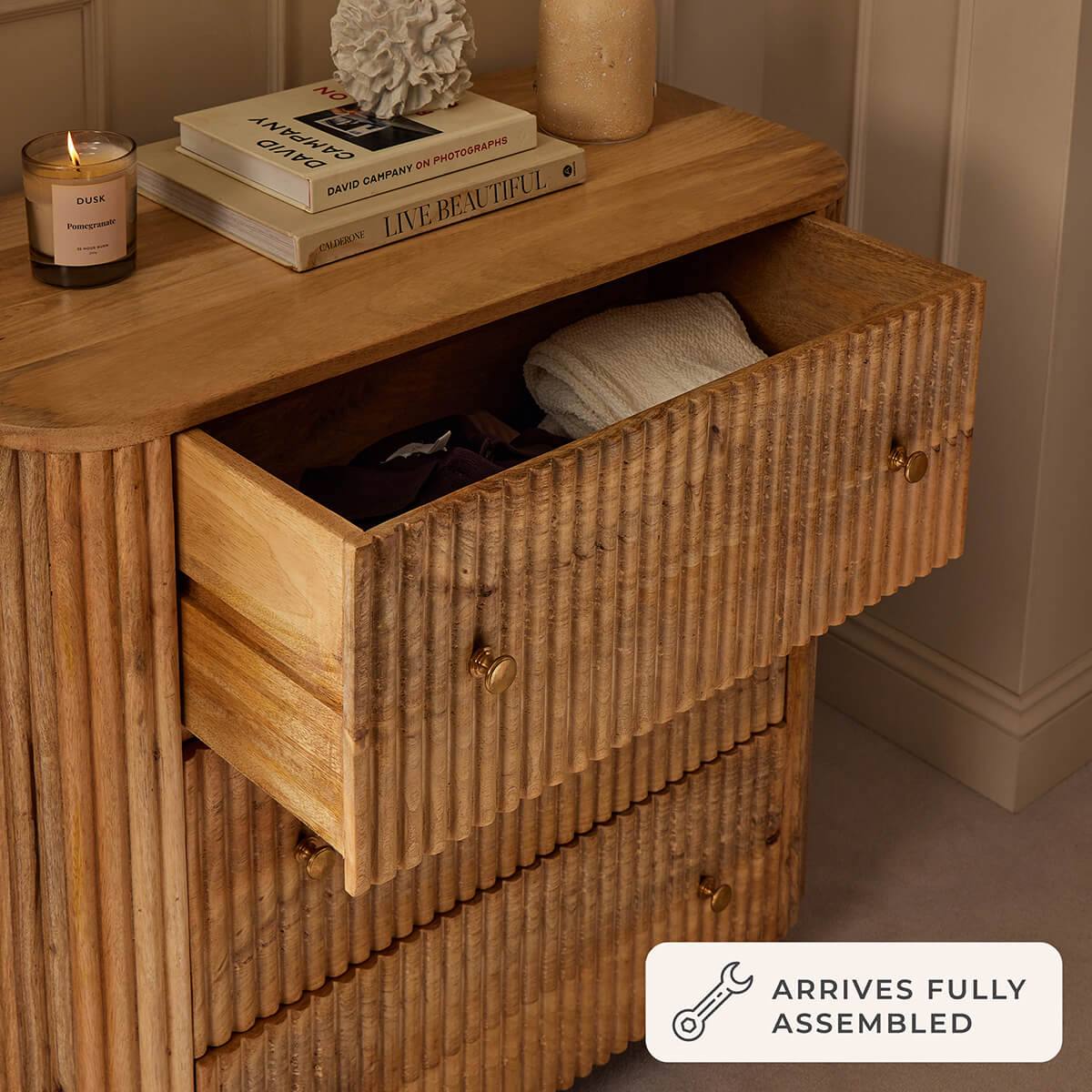 Finley Mango Wood 3 Drawer Chest - Natural - DUSK
