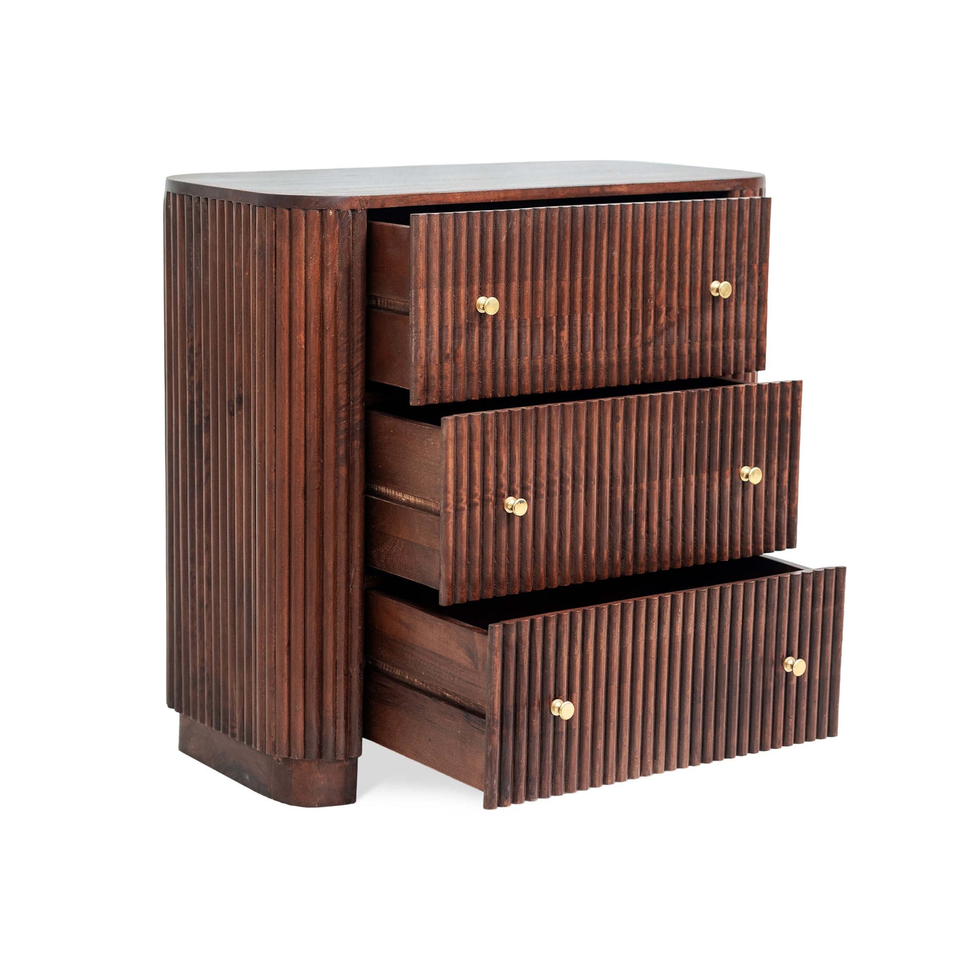 Finley Mango Wood 3 Drawer Chest - Walnut - DUSK