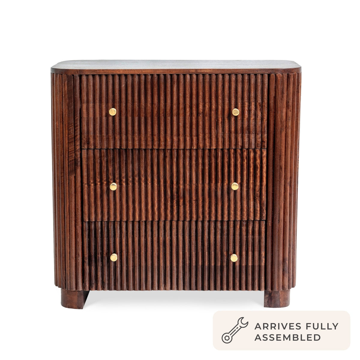 Finley Mango Wood 3 Drawer Chest - Walnut - DUSK