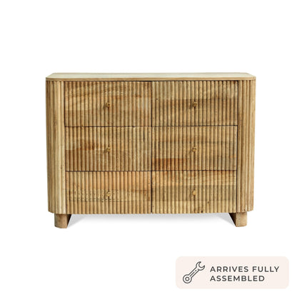 Finley Mango Wood 6 Drawer Chest - Natural - DUSK