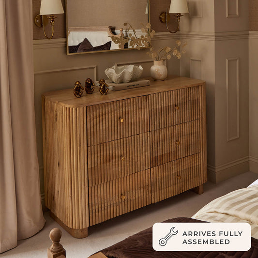 Finley Mango Wood 6 Drawer Chest - Natural - DUSK