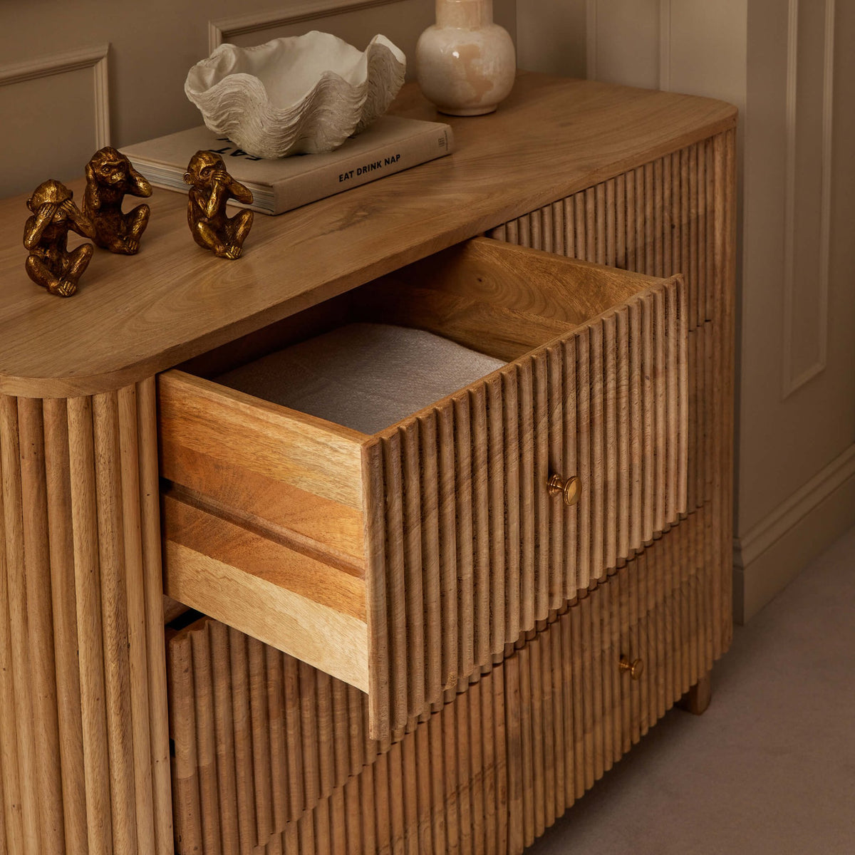 Finley Mango Wood 6 Drawer Chest - Natural - DUSK