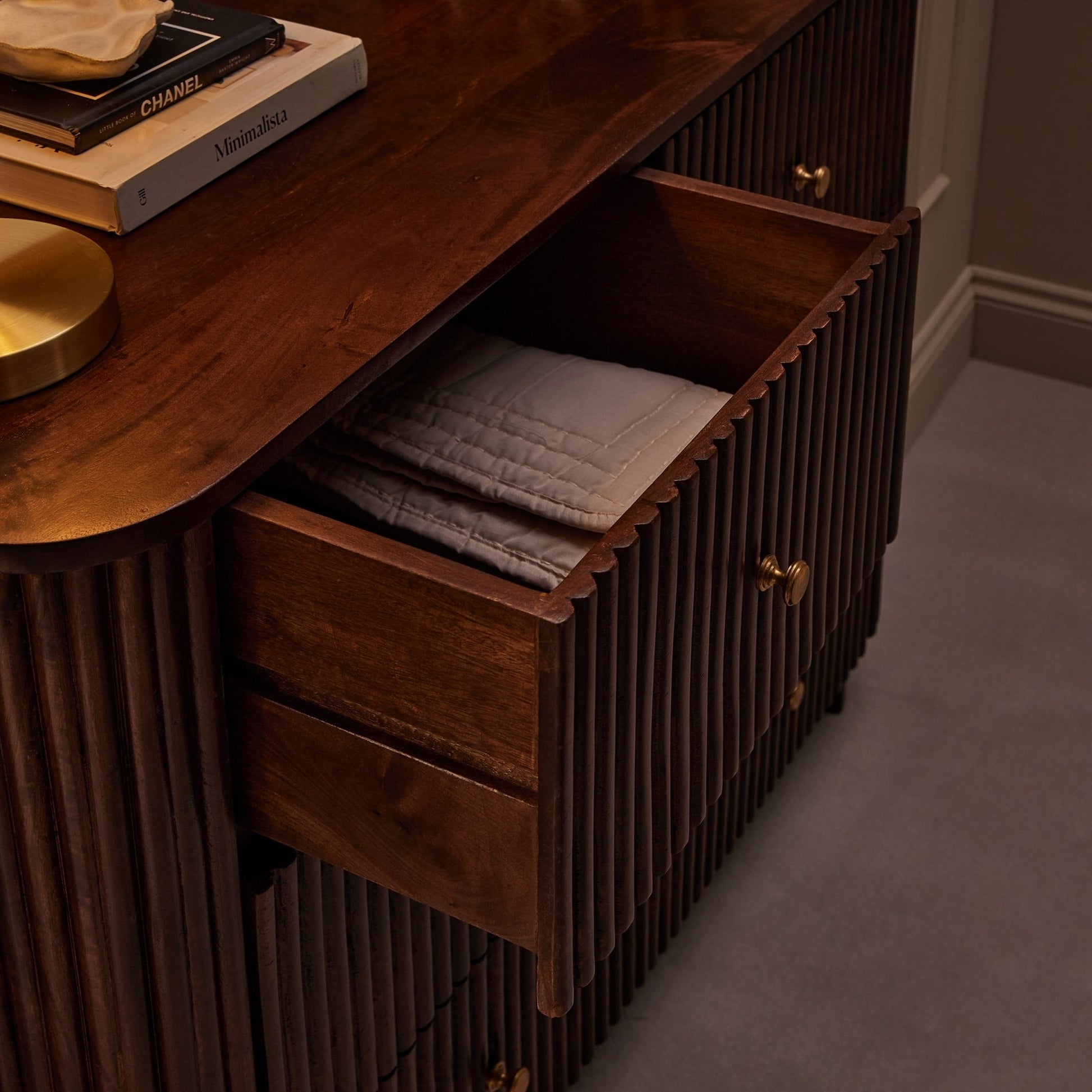 Finley Mango Wood 6 Drawer Chest - Walnut - DUSK