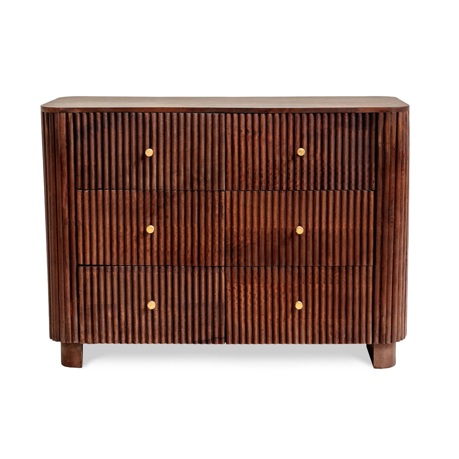 Finley Mango Wood 6 Drawer Chest - Walnut - DUSK